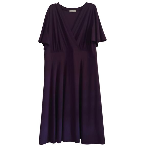 Gilli Purple Faux Wrap Dress Womens Size 2X Midi Stretchy Work Church Feminine - Picture 1 of 11